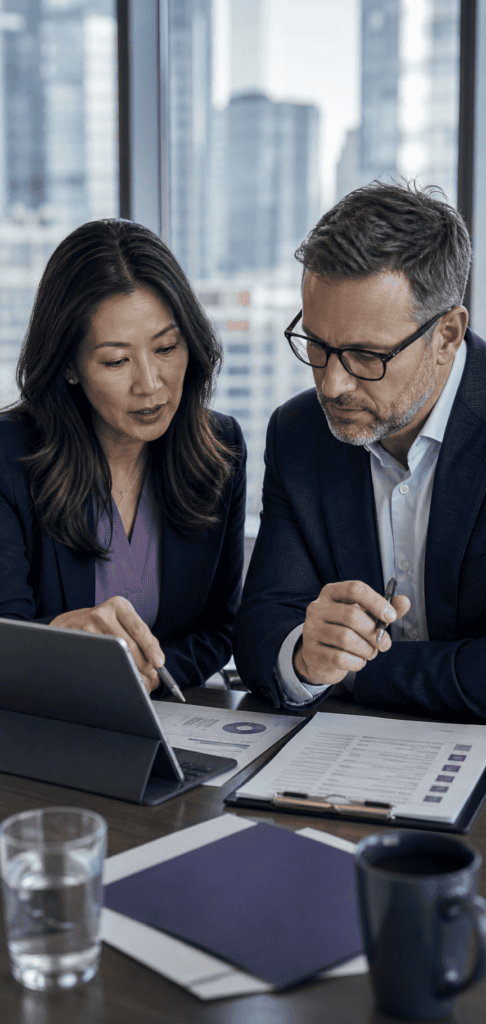Compliance professionals reviewing AML controls and risk evidence for a Canadian regulated business